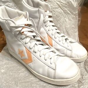 Vintage Converse All Star  Pro Leather Orange and White  High-Top Sneakers